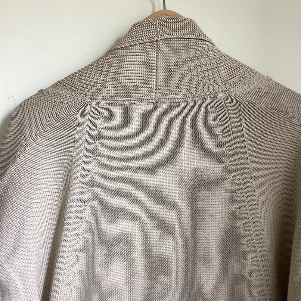 Lafayette 148 Cardigan Sweater Womens Small Tan Open Front Knit Chunky Classic - Picture 8 of 14